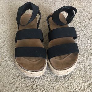 Time and Tru Black Espadrille Sandals, Size 6